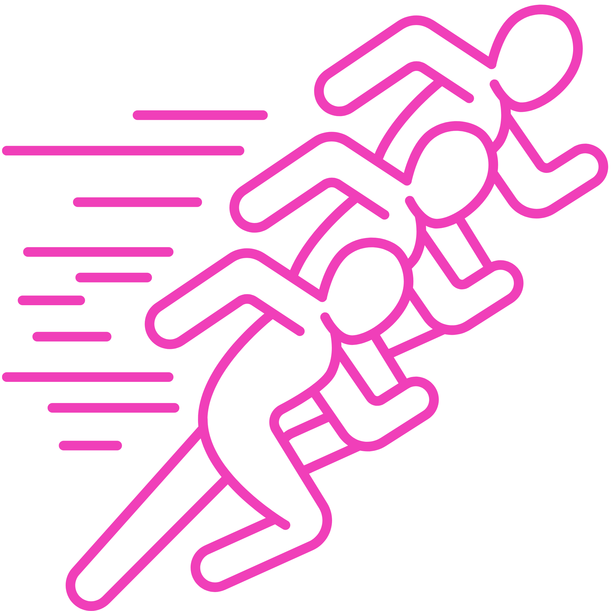 cartoon drawing of three runners moving fast