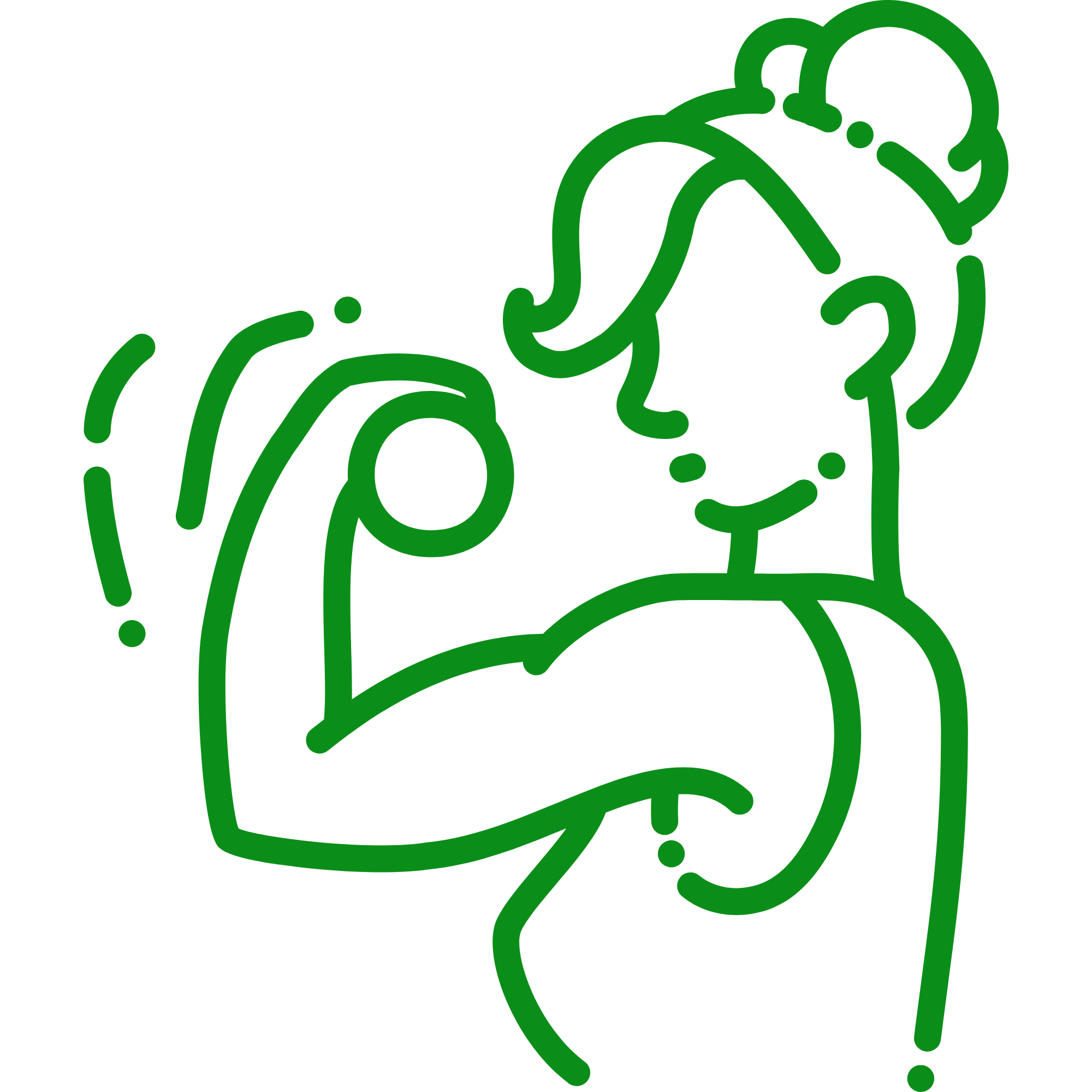 green drawing outline of a women lifting a dumbbell. 
